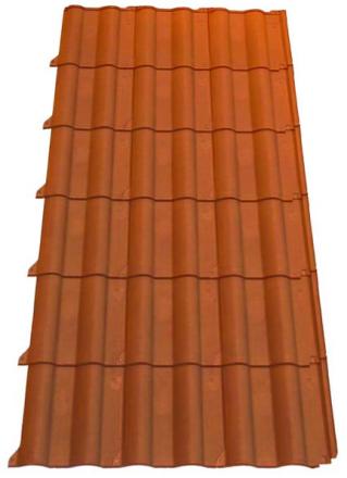 Panneau léger imitation tuile Flamande couleur terre cuite pour structures à faible pente