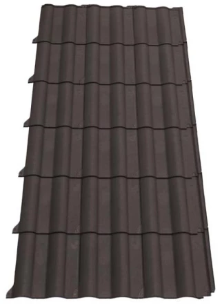 Panneau léger imitation tuile Flamande couleur brune pour structures à faible pente