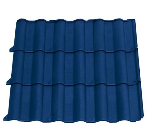 Panneau léger imitation tuile Flamande couleur bleu pour structures à faible pente
